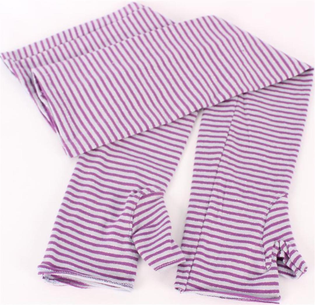 Striped fine knit fingerless 3/4 length glove purple/lilac S/LK3256 image 0